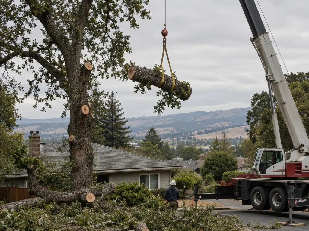 Crane-Assisted Tree Removal in Santa Rosa, CA